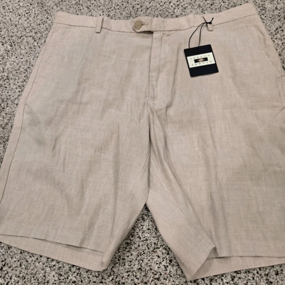 NWT Joseph Abboud Beige Stretch Linen SHORTS SZ 48 Modern Fit